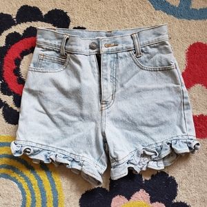 Vintage frill trim denim shorts
